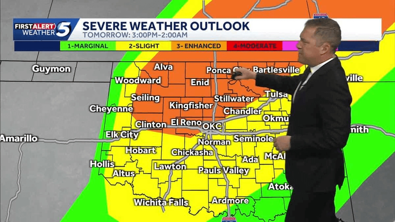 TIMELINE: Severe storms with tornado, hail risk expected Friday across Oklahoma